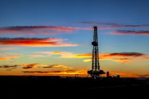 OIl derrick as sunset